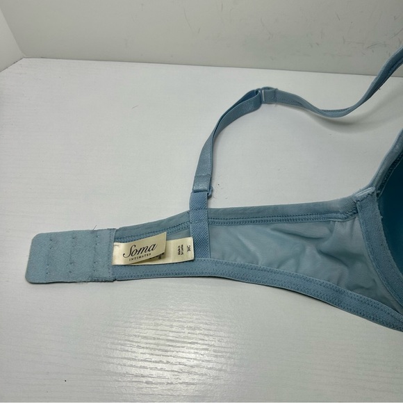 Soma Blue Embroidered Lightly Lined Cups Adjustable Strap Bra 36C - Picture 10 of 13